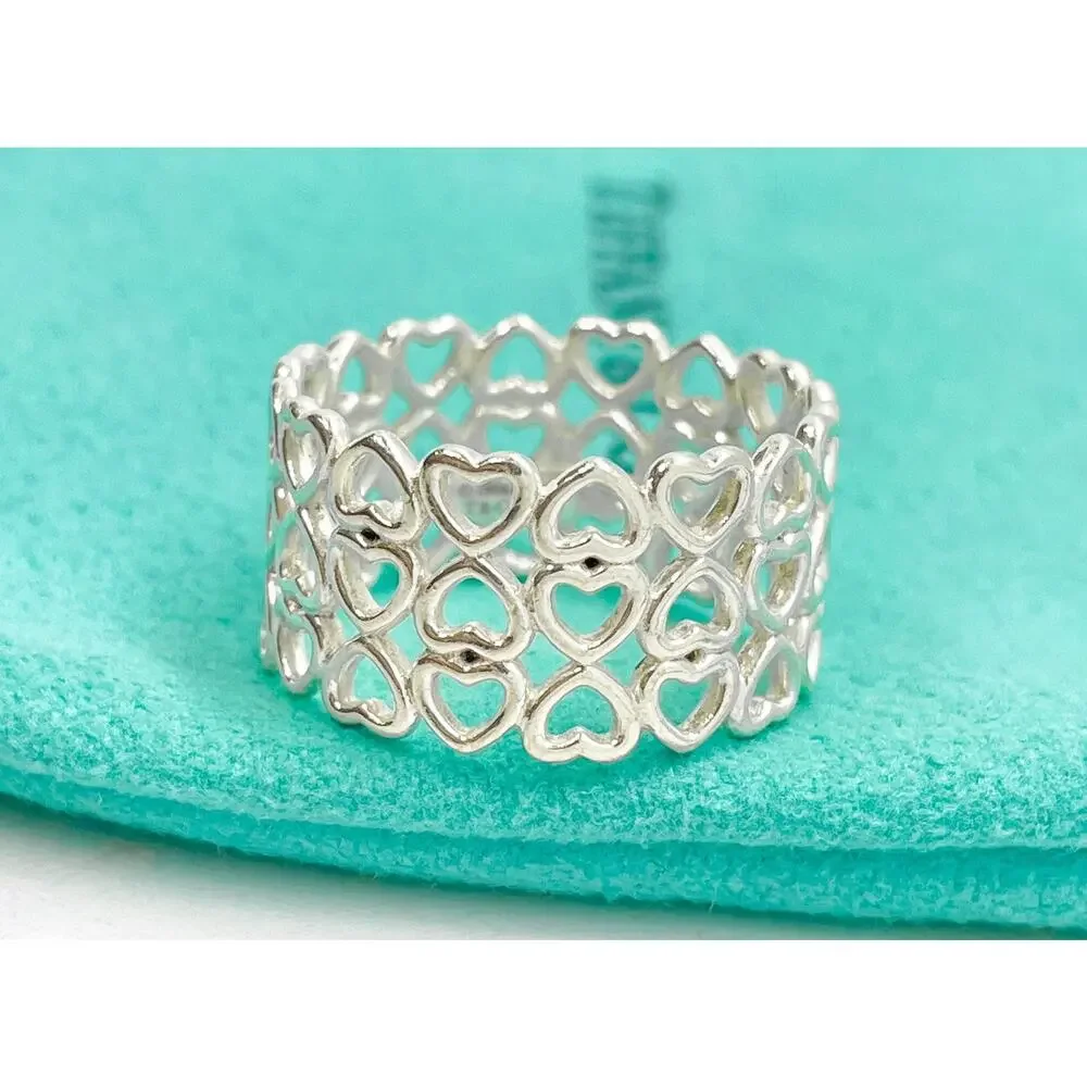 Tiffany & Co. Paloma Picasso Crown of Hearts Wide Ring Sterling Silver Size 7